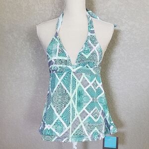 Sunseeker Halter swim top Size 6 New tropical print